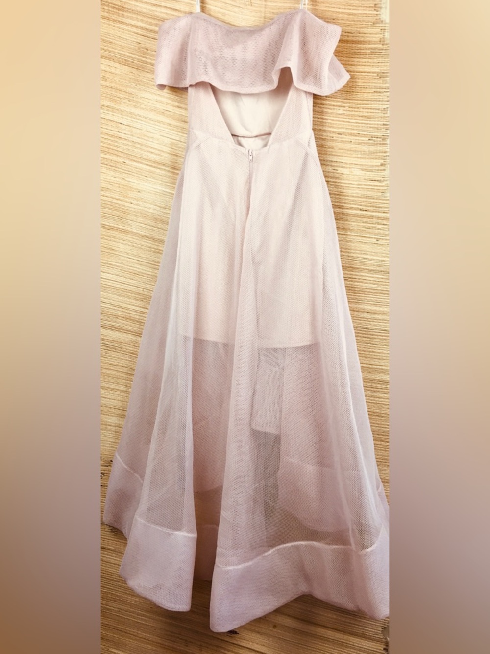 ⁠Bronx and Banco NWT Blush Pink Tulip Off Shoulder Cutout Mesh Gown Dress 4⁠ - Picture 9 of 16